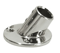WHITECAP IND S-1467C C.P. ZAMAC 7/8' - 60O ROUND BASE Round Base; 60 Degree Angle; 1-5/8 Inch Center To Center Hole; Zamac; Silver; 2-5/8 Inch Diameter; 7/8 Inch Tube Outside Diameter