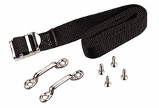 SEA DOG 415082-1 BATTERY BOX STRAP HEAVY DUTY - Heavy Duty; Black; Woven Polypropylene; 4 Foot Length x 1 Inch Width; With Stainless Steel Buckle/ Two Chrome Plated Brass Brackets/ Four #8 FH Fasteners; Single
