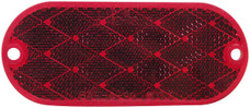 PETERSON MFG V480R 2PK REFLECTOR RED Red Lens; 4-3/8 Inch Length x 1-7/8 Inch Height Oblong; Without Housing; Adhesive Backing