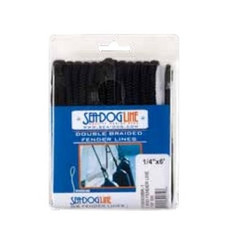 SEA DOG 302106006BK-1 DOUBLE BRAIDED FENDER LINE 1/4 Double Braided; 1/4 Inch Diameter x 6 Foot Length; Black; Premium Nylon; Set Of 2; 290 Pounds Working Load Limit/ 1330 Pounds Breaking Strength; 2 Inch Spliced Eye End