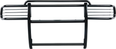 TRAILFX E0011B GRILLE GUARD BLK 1-Piece; Powder Coated; Gloss Black; Steel; 1-1/2 Inch Diameter; With Brush Guard; Without Skid Plate; Without Step Plate