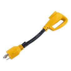 CAMCO 55272 GENERATOR DOGBONE ADAPTER For Connecting A Generator With a L5-30 or L14-30 Locking Plug Receptacle To A Standard RV Cord Set; 3 Prong For L5-30 Locking; 30 Amp Dogbone; Locking; Not Waterproof; With Plug Head Handle