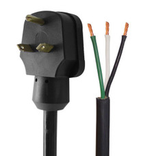 AP PRODUCTS 16-00564 18' 30 AMP MALE PIGTAIL Power Supply Cord; 30 Amp Male Plug End; 30 Amp; 10 Gauge; 3 Wire; 18 Inch Length; Black; Without Plug Head Handle; With Right Angle Plug Head; STW Wire Type