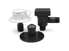 B&B MOLDERS 94231 THE FLUSHER W/PLAS CV Protects Black Tank From Waste Buildup And Blockages; Eliminates Need To Hook Up Hoses Inside RV To Flush Out Holding Tank; Polar White With Black Handle; With Plastic Check Valve