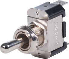 BLUE SEA 4154-BSS SWITCH WD TOGGLESPST (ON)-OFF-(ON) 15 Amps At 125 Volts AC/ 15 Amps At 12 Volts DC/ 10 Amps At 250 Volts AC; Toggle Switch; Mom On-Off-Mom On Switch Action; Single Pole Double Throw; Non-Lighted; Nickel-Plated Brass