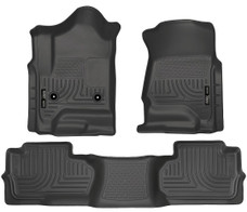 HUSKYLINER 98241 2014 WB SILVERADO/SIERRA Molded Fit; Smooth Arcing Ribs/ Raised Heel Pad; Black; Rubber; 3 Piece; Rear Liner Does Not Extend Under 2nd Seat