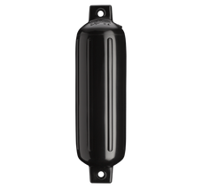 POLYFORM 73-389-943 5.5' X 19' TWIN EYE FENDER Ribbed; Cylinder; 5-1/2 Inch Diameter x 19 Inch Length For 15 Feet To 20 Feet Boat; Twin Eye Design; Black; PVC; Single