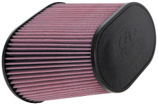 K&N FILTER RE-1040 UNIVERSAL CLAMP-ON AIR FILTER Clamp-On; Washable; Red; Cotton Gauze; Oval Tapered; 9 Inch Base Outside Length x 7 Inch Top Outside Length x 7-1/2 Inch Height; 4 Inch Flange Inside Diameter x 1-1/2 Inch Flange Length; Rubber Top