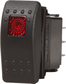 BLUE SEA 7943-BSS SWITCH CONTURA2 SPDT (ON)-OFF-ON BL 20 Amps At 12 Volts/ 15 Amps At 24 Volts; Rocker Switch; On-Off-Mom On Switch Action; Single Pole Double Throw; Red LED; Black