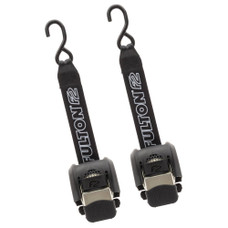 FULTON 2062100 F2  RETRACTABLE TRANSOM TIE DOWNS S Used To Eleminate Slippage During Travel; 2500 Pound Breaking Strength; 2 Inch Width x 43 Inch Length; Retractable; Vinyl Coated J-Hooks; Pack of 2