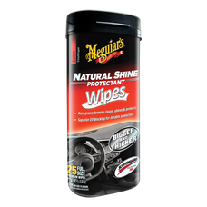 MEGUIARS WAX G4100 NATURAL SHINE PROTECTANT Use On Vinyl/ Rubber/ Plastic; Natural Shine; Sweet Fragrance; 25 Wipes