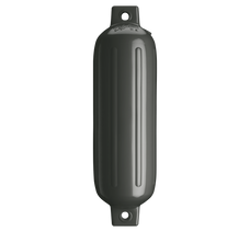 POLYFORM 55-059-450 5.5' X 19' TWIN EYE FENDER Ribbed; Cylinder; 5-1/2 Inch Diameter x 19 Inch Length For 15 Feet To 20 Feet Boat; Twin Eye Design; Graphite; PVC; Single