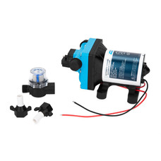 CAMCO 22491 FRESH WATER PUMP  12V  3.0 GPM  VAR Self-Priming; 3 Gallons Per Minute (GPM); 55 Pounds Per Square Inch (PSI); 8 Inch Length x 5 Inch Width x 4-3/8 Inch Height; 12 Volt DC; With Mesh Strainer-Filter/ Two 1/2 Inch Barbed Hose Adapters CAMCO 22491 FRESH WATER PUMP  12V  3.0 GPM  VAR Self-Priming; 3 Gallons Per Minute (GPM); 55 Pounds Per Square Inch (PSI); 8 Inch Length x 5 Inch Width x 4-3/8 Inch Height; 12 Volt DC; With Mesh Strainer-Filter/ Two 1/2 Inch Barbed Hose Adapters