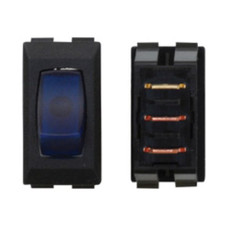 VALTERRA LLC DG136PB BLACK/BLUE LAMP  3/PACK 6 Amp At 125 Volt AC/ 3/4 HP/ UL/ CSA/ VDE; Rocker; Single Pole Single Throw; 1.125 Inch x 0.55 Inch Cutout Size; 1.23 Inch x 0.68 Inch Overall Size; Light Illuminated; Blue; Black Panel; 3 Per Bag