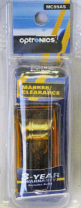 OPTRONICS MC95AS SEALED ST-MT MARK/CL LIGHT AMB Incandescent; Rectangular; 2-1/16 Inch Length x 11/16 Inch Width x 1 Inch Depth; Amber Lens; Polycarbonate Housing; Waterproof; With Clam; 0.2 Amp; 12 Volt DC; Stud Mount; Retail Packaging