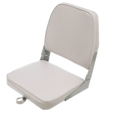 ATTWOOD MARI 98395GY E-2 LOW BACK GRAY Fishing Seat; Low Back Padded Seat; Non-Adjustable; Foldable; 7 Inch Width x 16 Inch Depth x 16 Inch Height; Gray; Plastic Frame And Hinges; Without Headrest