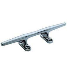 ATTWOOD MARI 66010L3 CLEAT-HOLO BASE 8 For Small Boats And Docks; Hollow Base; 8 Inch Length; Corrosion Resistant; Silver; Stainless Steel; Herreshoff Style; With Four 1/4 Inch Fasteners; Single; Aftermarket Packaging