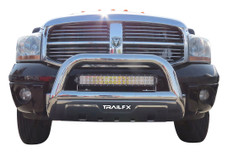 TRAILFX B1516S 3.5' OVAL BULL BAR PSS Polished; Stainless Steel; 3-1/2 Inch Diameter; With Skid Plate; Use G9018MK To Mount Optional Lighting