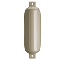 POLYFORM 08-511-282 6.5' X 22' TWIN EYE FENDER Ribbed; Cylinder; 6-1/2 Inch Diameter x 22 Inch Length For 20 Feet To 25 Feet Boat; Twin Eye Design; Sand; PVC; Single