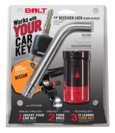 STRATTEC SEC 7023583 5/8 BOLT RCVR LOCK-NISSAN Bent Pin; 5/8 Inch Diameter; 3.55 Inch Length; For Use With Class III/ IV/ V Hitch; With Keyed Lock; With Dust Cover; Single; Opens With Vehicle Ignition Key