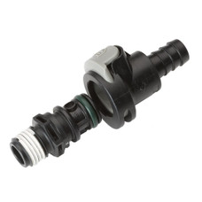 ATTWOOD MARI 8838US6 CONN-SPRY UNI 1/4NPTX3/8' Sprayless Connector; 1/4 Inch NPT x 3/8 Inch FNPT; Black; Plastic; EPA Certified/ CARB Approved; For Use With Ethanol Blended Fuels; With Thread Sealant; Single