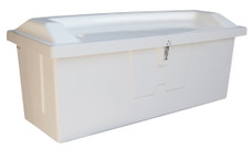 TAYLOR MADE 83555 STOW 'N GO SEAT DOCK BOX 29' X 72' Large; 73 Inch Length x 28-1/4 Inch Width x 30 Inch Height; White; Fiberglass; Gas Shock Closure; With Built-In Top Seat
