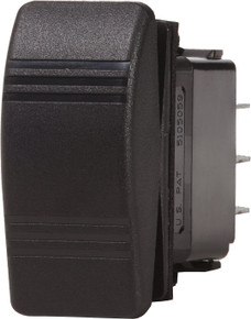 BLUE SEA 8288-BSS SWITCH CONTURA DPST OFF-(ON) BLK 20 Amps At 12 Volts/ 15 Amps At 24 Volts; Rocker Switch; Off-Mom On Switch Action; Double Pole Single Throw; Non-Lighted; Black