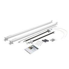 LIPPERT COMP 434718 HDWE SOLERA CLASSIC SNDRD WHT For Patio Awnings; Fixed Pitch; Manual; Standard/ 68 Inch To 81 Inch Arm Range Rail To Floor Line; White; With Pull Wand; Full Set