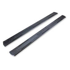 TRAILFX AL6005B A6 - RB SILVERADO / SIERRA EXT With 6-1/2 Inch Wide Step Area; Powder Coated; Titanium Black; Aluminum; With Welded End Caps/ Hardware And Brackets; Rocker Panel Mount