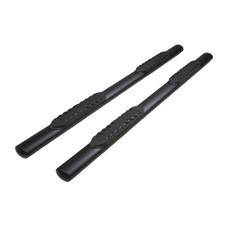 TRAILFX A1554T 4' NERF STR YUKON  TAHOE BLK With Step Pads; 4 Inch Oval Straight; Powder Coated; Black; Steel; Without End Caps; Rocker Panel Mount