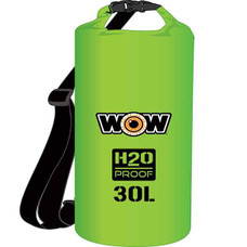WOW SPORTS 18-5090G H2O PROOF 30L DRYBAG GREEN Backpack Style; 30 Liter Capacity; 1 Large Buckle Locked Compartment; With Adjustable Shoulder Strap; Waterproof; Black WOW Logo; Green; PVC Tarpaulin