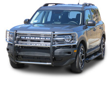 TRAILFX E0044S GRILLE GUARD FORD BRONCO SPT PSS 1-Piece; Polished; Stainless Steel; 1-1/2 Inch Diameter; With Brush Guard; Without Skid Plate; Without Step Plate
