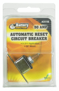 WIRTHCO 31118 ANGLE BRACKT TYPE 1-50AMP 50 Amp; Fits 6 to 24 Volt Application; Automatic Reset; Single; Stud Mounted With Right Angle Bracket