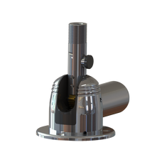 TACO METALS GS-850 ANTENNA MOUNT  ELECTRIC VHF 1 Inch x 14 Thread Size; 6-1/8 Inch Height x 2-7/8 Inch Width x 6-3/4 Inch Length; Silver; Aluminum; Electric; With Backing Plate/ Drill Template/ 6 Inch Lead Of 20-Gauge Wire