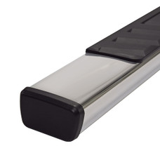TRAILFX A4003S 4' TRAPEZOID SIDE BAR PSS With Step Pads; 4 Inch Trapezoidal Straight; Polished; Stainless Steel; With Plastic End Caps; Rocker Panel Mount