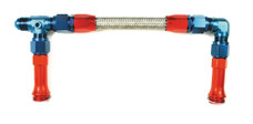 SPEEDFX 575115 -8AN R/B DUAL INLET  HOLLEY  4150 Used With Holley Dual Feed 4150 Carburetor; Red/Blue -8AN Fitting With 1/8 NPT Port; 7/8-20 Thread; Stainless Steel Hose