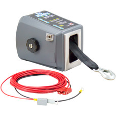 DUTTON 25200 TW4000 1500 LB ELCTRC WINCH W/STRP 12 Volt DC Electric; 1500 Pound Line Pull Capacity; 2 Inch Width x 20 Foot Length Polyester Strap With Snap Hook; With Wiring Harness