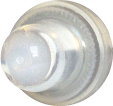BLUE SEA 4135-BSS BOOT RESET BUTTON CLEAR Use With Thermal Push Button Circuit Breaker To Protect Against Wet Environments; 3/8 Inch -27 UNS Thread Size; Clear; Silicone Rubber Case With Nickel-Plated Brass Thread