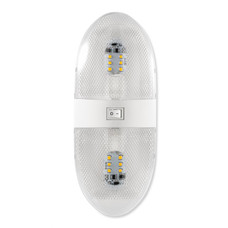 CAMCO 41321 LED DBL DOME LT 320LM CSA Clear Double Light Dome; Two 160 Lumen LED Bulbs; Clear Bulb; With Dome Light Housing/ 2 Dome Covers/ 2 Light Bulbs