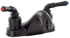 VALTERRA LLC PF222502 LAV 4  RB   HR  QTR  TC Used For Lavatory; Single Piece 4 Inch Deck Mount; Low-Arc Spout; 2 Teapot Handle; Rubbed Bronze Coated/ Plastic Underbody; 2 Hole Application; 1/4 Turn Washerless Valve; With Individual Box