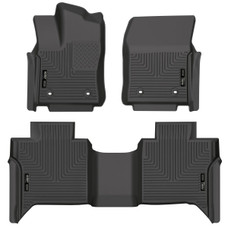 HUSKYLINER 99481 WB FR & 2ND SEAT FLOOR LINER Molded Fit; Smooth Arcing Ribs/ Raised Heel Pad; Black; TPO (Thermoplastic Olefin); 3 Piece