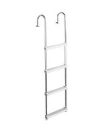 GARELICK 15240-G LADDER 4 STEP PONTOON Pontoon Ladder; 4 Step; Permanent Or Removable Mount; 250 Pound Load Capacity; 15 Inch Width x 50 Inch Length; Without Hand Rails; Anodized; Silver; Aluminum; With Shur-Loc Catches