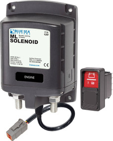 BLUE SEA 7718100-BSS SOLENOID ML 12V DTM 12 Volt DC; 500 Amp; Black; With SPDT Remote Control Contura Switch - ON-ON