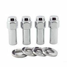 MCGARD 63016 CLSD END TOUGH NUT 12X1.5 12 Millimeter X 1.5 Thread Size; 2.27 Inch Extra Long Mag Shank With 1-1/4 Inch Round Center Hole Washer; Duplex Lug; 2.27 Inch Overall Length; 13/16 Inch Wrench Size; Chrome Plated; Steel; Set Of 4