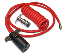 ROADMASTER 1676-7 POWER CORD COIL TO STRAIGHT Fits 6 To 7 Wire Plug And Socket; Expands Up To Over 8 Feet; Half Coiled/ Half Straight; With Plugs/ Sockets And Socket Bracket