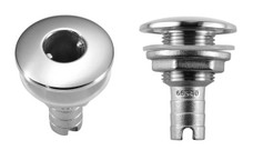 ATTWOOD MARI 66542-3 1' SS THRU HULL Barbed Thru-Hull Connector; Fits 1 Inch Hose; Stainless Steel; Silver; 2-1/2 Inch Length; 2-1/4 Inch Diameter Flange; Single; Aftermarket Packaging