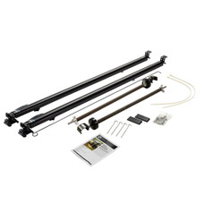 LIPPERT COMP 434717 HDWE SOLERA CLASSIC SNDRD BLK For Patio Awnings; Fixed Pitch; Manual; Standard/ 68 Inch To 81 Inch Arm Range Rail To Floor Line; Black; With Pull Wand; Full Set