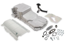 HOLLEY 302-21 OIL PAN  LT RETROFIT - AS CAST For Gen-V LT Direct Injected Engines; Drag Race; 6.1 Quarts; With Windage Tray; For Use With Driver Side Dipstick; Rear Wet Sump; With Baffle; Natural; Cast Aluminum