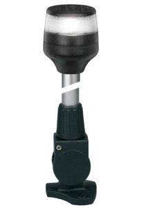 HELLA LIGHTS 980960461 2NM ALL AROUND WHITE FOLD DOWN 40' All-Round Folding Pole Light; Round; Clear LED; Clear; Acrylic Lens; Black Housing; Plastic; 2 Nautical Miles Visible Distance; IP67 Waterproof; COLREG/ USCG/ ABYC-16/ RCD/ WHEELMARK Certified