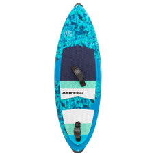 AIRHEAD AHWS-F06 SPECTRUM WAKESURF BOARD 63 Inch Length x 20-1/2 Center Inch Width; With Diamond Cut EVA Traction Pad/ Kick Stop and Arch Bar; With Foot Straps; Blue/ Black and White; Fiberglass; With 3 Surf Fins
